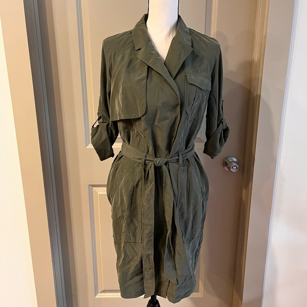 Banana Republic Green Midi Dress with Belted Waist